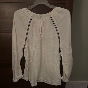 Old Navy Cream Blouse with Black Detailing